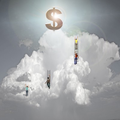 Image of climbing the clouds to money